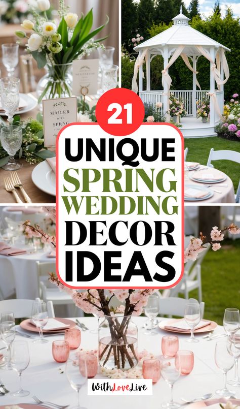 🌹👰‍♀️ Think outside the traditional with our innovative spring wedding ideas! From eco-friendly decorations to pastel-themed delights, we've got your inspiration covered. 🌞💖 Read on for tips on making your wedding day unique and memorable. Make sure to save this pin for future planning! April Wedding Ideas, Cherry Blossom Centerpiece, Bridesmaid Dresses Floral Print, Eco Friendly Confetti, Printed Bridesmaid Dresses, Spring Wedding Ideas, Floral Cake Topper, Mason Jar Lanterns, Future Planning