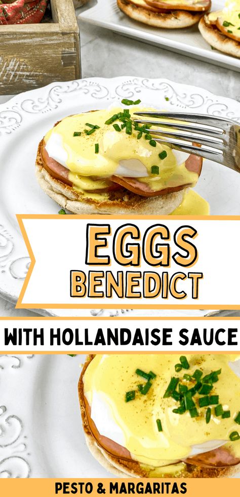 Eggs Benedict with Hollandaise Sauce (+ How to Poach an Egg) Poach An Egg, Canadian Bacon, Hollandaise Sauce, Grilled Asparagus, Pesto Sauce, Fresh Chives, Make Ahead Breakfast, Oven Racks, Poached Eggs