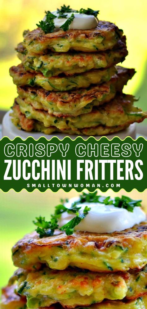 These veggie fritters are an easy appetizer you don't want to miss! They're a simple zucchini recipe that's ready in just 30 minutes. Crispy and cheesy, these zucchini fritters will become your new favorite summer food! Cheesy Zucchini Fritters, Cheesy Vegetable Fritters, Summer Mexican Recipes, Summer Zucchini Recipes, Baked Fritters, Breakfast Fritters, Courgette Recipes, Garlic Zucchini, Zucchini Recipes Dessert