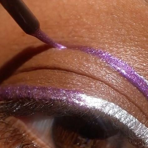 FENTY BEAUTY BY RIHANNA on Instagram: "GLITTY CITY 🪩 @lavanyawiles dips into our NEW limited edition #GlittyLid Shimmer Liquid Eyeliner & it's giving us majorrr holla'day makeup inspo 🌟 🩶 #GlittyLid Shimmer Liquid Eyeliner in 'Chrome At Me' 💜 #GlittyLid Shimmer Liquid Eyeliner in 'Amethyzz' 🖤 #HellaThicc Volumizing Mascara in 'Cuz I'm Black' 💎 #DiamondBomb in 'How Many Carats?! Cop Glitty Lid NOW exclusively online at @ultabeauty and fentybeauty.com 🤩" Volumizing Mascara, Day Makeup, Volume Mascara, Fenty Beauty, Liquid Eyeliner, Ulta Beauty, Makeup Inspo, Rihanna, Eyeliner