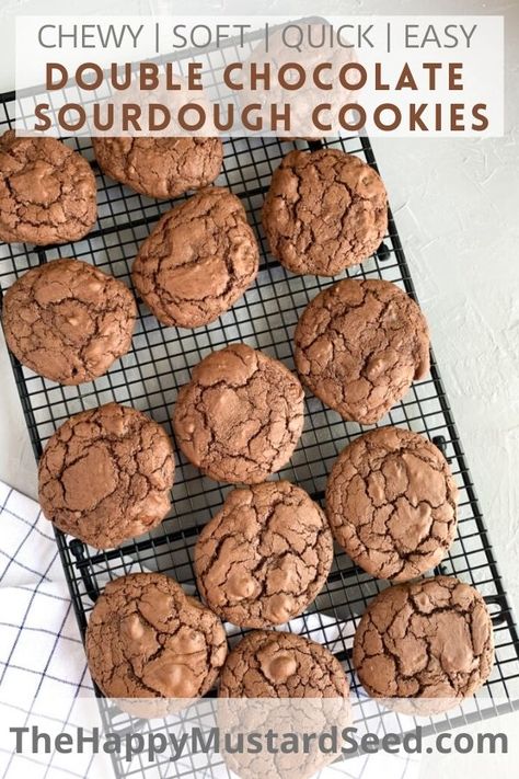 Sour Dough Chocolate Cookies, Sourdough Discard Chocolate Cookies, Easy Sourdough Cookies, Easy Sourdough Discard Desserts, Sourdough Chocolate Cookies, Sourdough Discard Cookies Recipe, Sourdough Discard Recipes Cookies, Sour Dough Discard Cookie Recipes, Sourdough Cookies Recipe