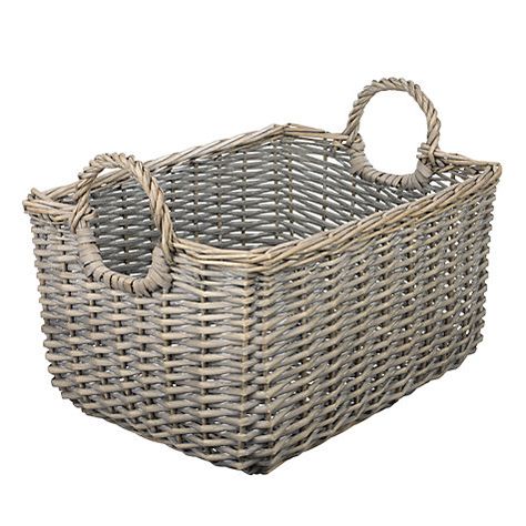 Buy John Lewis Willow Medium Basket, Grey Online at johnlewis.com Traditional Weaving, Rattan Basket, Wicker Basket, Room Accessories, Plastic Storage, Coastal Living, Wicker Laundry Basket, Recycle Plastic Bottles, Weaving Techniques