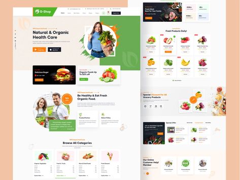 Supermarket Website Design, Fruit Grocery, Grocery Website, Contact Us Page Design, Website Landing Page Design, Supermarket Food, Store Fruit, Product Home, Ui Website