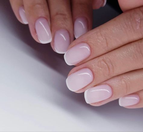 Small Round French Nails, Very Short French Nails Round, Micro French Nails Round, Baby French Manicure, Baby French Nails, Mini French Nails, Pale Pink French Manicure, French Manicure Pale Skin, Milky French Manicure