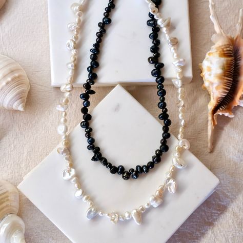 Keishi pearl necklaces ✨ Black & white 🖤🤍 #necklaces #beadednecklaces #fyp #potd #handmadejewelry #handmadeaccessories #black&white #keishipearls #pearls #naturalpearls #dmtoorder White Necklaces, Necklaces Black, Black Pearl Necklace, Pearl Necklaces, August 1, Natural Pearls, Handmade Accessories, Pearl Necklace, Handmade Jewelry