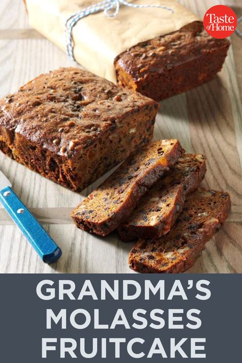 Grandma's Molasses Fruitcake Vintage Desserts, Church Recipes, Fruit Cake Recipe Easy, Candied Lemon Peel, British Desserts, Fruitcake Recipes, Christmas Cake Recipes, Grandmas Recipes, Christmas Food Desserts