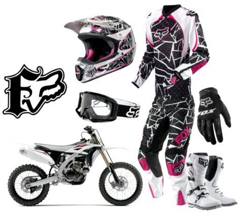 Motocross Outfits, Dirt Bike Riding Gear, Bike Outfit, Fox Rider, Motocross Girls, Fox Racing Clothing, Dirt Bike Helmets, Dirt Bike Gear, Motocross Gear