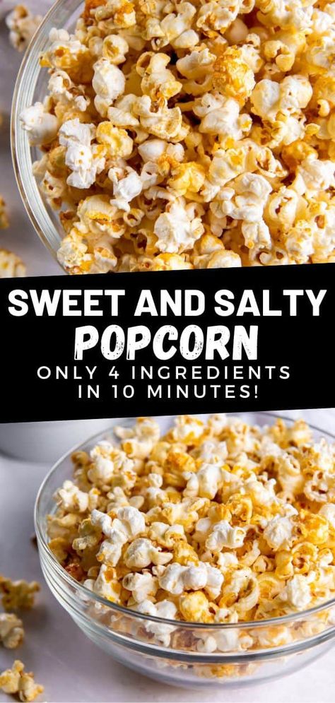 Kettle Corn On The Stove, Kettle Corn With Microwave Popcorn, How To Make Sweet And Salty Popcorn, Best Homemade Popcorn, Stovetop Popcorn Buttery, Sweet And Salty Popcorn Mix Recipes, Popcorn Recipes Stovetop, Popcorn Sweet And Salty, Popcorn Seasonings Homemade