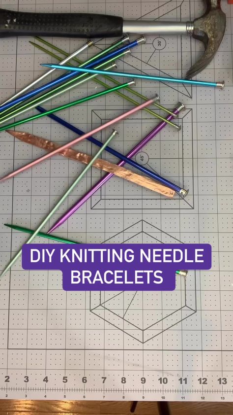 Come make a knitting needle bracelet today! It’s time to rethink our old junk! If you don’t want to make it I’ve got them in my etsy store… | Instagram Knitting Needle Bracelets, Knitting Needle Bracelet Diy, Metal Bracelet Ideas, Diy Wire Bracelet Tutorials, Unique Diy Jewelry Ideas, Diy Bracelets To Sell, Diy Knitting Needles, Diy Wire Bracelet, Wire Bracelet Tutorial