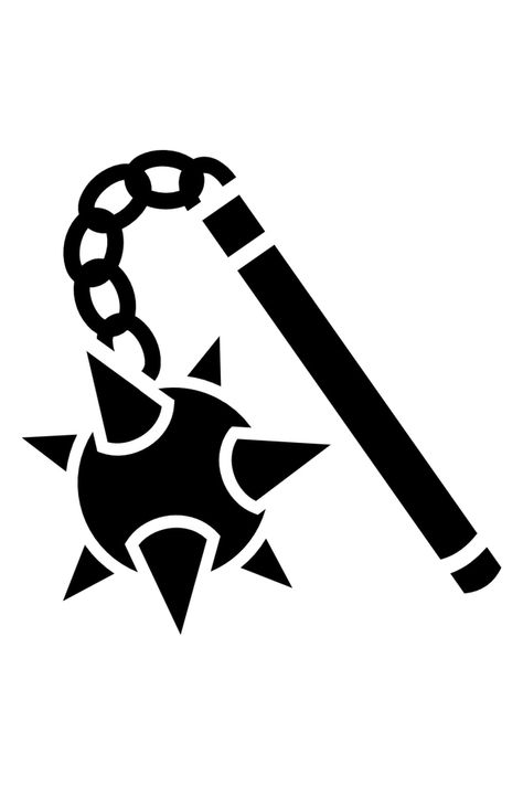 Flail, Spiked Ball and Chain Icon Spike Collar Drawing, Spiked Chain Tattoo, Spike Ball And Chain Tattoo, Spike Tattoo, Spike Ball, Ball And Chain, Cricut Projects Vinyl, Graphic Image, Chrome Plating