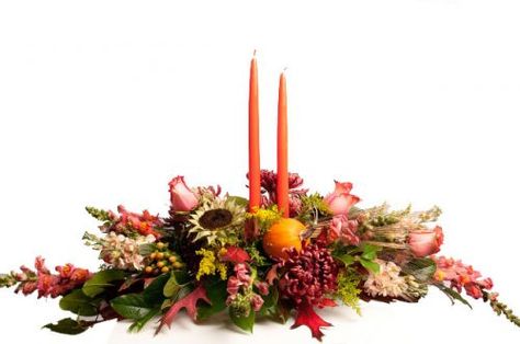 Autumn Bounty Centerpiece Candlelit Centerpieces, Poinsettia Care, Thanksgiving Flowers, Sunflowers And Roses, Flowers Autumn, Fall Table Centerpieces, Thanksgiving Centerpieces, Bountiful Harvest, Flower Care