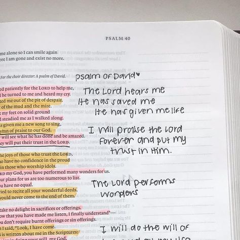 the loving bible | bible studies & christian shop on Instagram: "Psalm 40, written by David 💗💛  •••••••••••••••••••• #bible #bibleverse #bibleverses #biblequotes #biblequote #biblescripture #bibleverseoftheday #biblereading #bibleart #biblejournaling #biblejournalingcommunity #biblejournal #biblejournalinglife #biblejournalingdaily #biblestudy #biblestudymoments #biblestudynotes #psalm #psalm60 #christianart #christian #christianliving #christianquotes #christiangirl #christiangirlinstagram #Jesus #thelovingbible" Ezra Bible Study, Psalms 40, Psalm 60, David Bible, Psalm 40, Journal Notes, Bible Journal Notes, Christian Stickers, Bible Study Notes