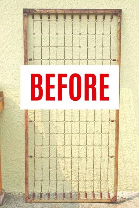 Repurpose and old bed spring for this quick diy trellis you can make for cheap. Forget about complicated trellis plans for climbing plants with this ready made upcycled bed spring idea. Upcycle Crib Spring, Bed Springs Repurposed Creative Ideas, Bed Spring Trellis, Old Bed Frame Ideas Garden, Pvc Trellis Diy, Box Spring Repurpose, Upcycle Crib, Creative Outdoor Spaces, Build A Trellis