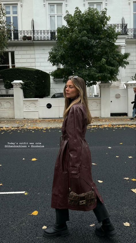 Vinyl Coat, Leather Aesthetic, Trip Style, Ny Style, Maroon Leather, Old Money Style, Belted Trench Coat, Fall Fits, Red Coat