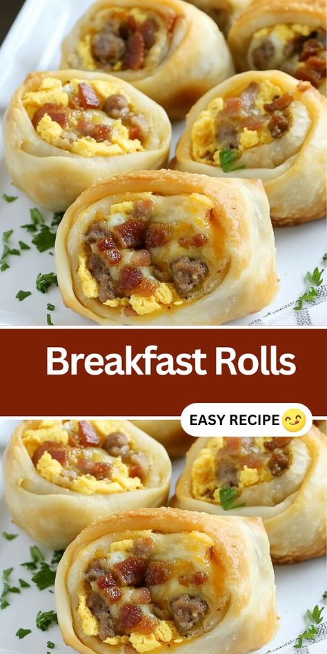 Try these easy homemade breakfast rolls, packed with scrambled eggs, crispy bacon, savory sausage, and melted cheese. Perfect for a quick and hearty breakfast, these rolls are soft, cheesy, and loaded with flavor. Ideal for meal prep or weekend brunch, they bake to golden perfection and are great for feeding the whole family. Discover how to make this delicious breakfast favorite in just a few simple steps. Breakfast Rolls With Gravy, Cresent Roll Breakfast, Breakfast Egg Rolls, Easy Homemade Breakfast, Breakfast Roll, Homemade Sausage Rolls, Steak Bites Recipe, Baked Chicken Tacos, Breakfast Rolls