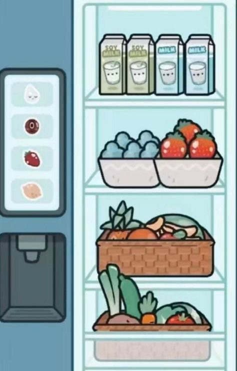 Is so cool Toca Boca Fridge Organization, Toca Boca Fridge Ideas, Toca Boca Kids Room, Boca Recipe, Toca Life World Aesthetic Pfp, Toca Ideas, Toka Boka, Christmas House Tour, Free House Design