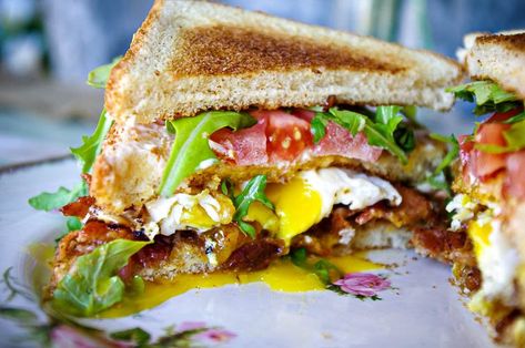 If You Love a Bacon, Lettuce, Tomato Sammie, Meet the Fried Egg BLT Egg Blt, Leftover Bacon, Lettuce Tomato Sandwich, Egg And Tomato, Mediterranean Diet Snacks, Blt Recipes, Bacon Lettuce Tomato, Yogurt Bowls, Filling Snacks