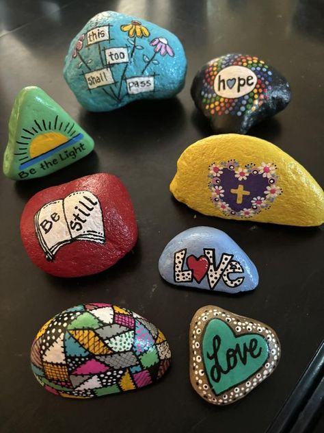 Prayer Rocks, A Blessed Sunday, Have A Blessed Sunday, Inspirational Rocks, Diy Rock Art, Blessed Sunday, Christian Rock, Painting Rocks, Rock Painting Designs