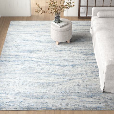 17 Stories Koopman Abstract Gray/Blue Area Rug | Wayfair Room Staging, Kid Friendly Rugs, Feizy Rugs, Nyc Apartment, Ivory Rug, Abstract Rug, Blue Ivory, Contemporary Area Rugs, Power Loom