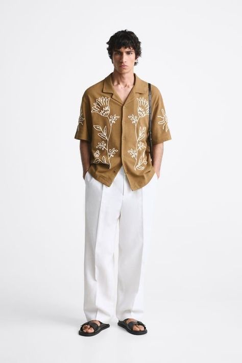 Embroidery Shirt Men, Floral Embroidered Shirt, Embroidery Shirt, Men Stylish Dress, Guys Clothing Styles, Mens Outfit Inspiration, Cool Outfits For Men, Stylish Mens Outfits, Shirt Embroidery