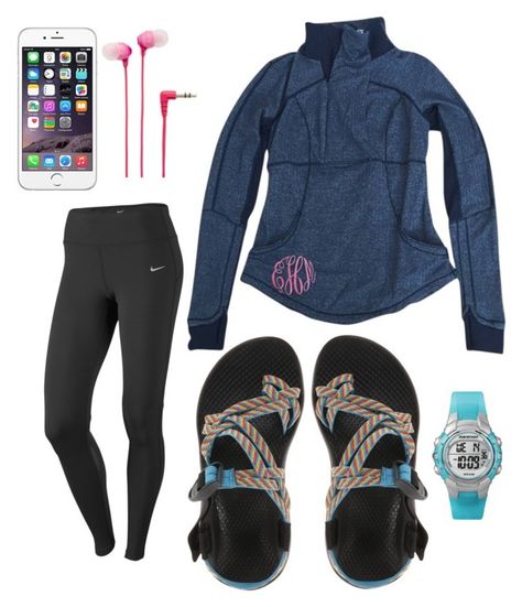 "Chac walk!!!! READ D!!!!" by emily-milller ❤ liked on Polyvore featuring NIKE, lululemon, Chaco, Timex and Sony Chacos With Dress Outfit, Chacos With Socks Outfit, Chaco Outfit Summer Casual, Chaco Outfits, Chaco Sandals Outfit, Chaco Sandals Aesthetic, Hiking Attire, Preppy Mode, Camping Outfits