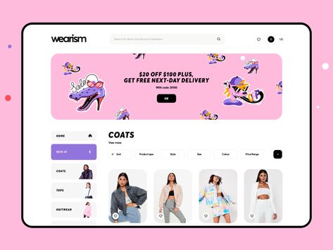 Shop Women's Clothing Web Page by Cuberto on Dribbble Banner Web Design, Minimalist Web Design, Design Sites, Desain Ui, 귀여운 음식 그림, Banner Web, Ecommerce Web Design, Ecommerce Web, Web Design Trends