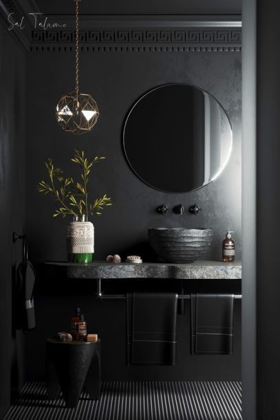 All Black Bathroom, Black Tile Bathrooms, Dark Bathroom Ideas, Bathroom Design Black, Dark Bathrooms, 3d Scene, Bathroom Black, Black Toilet, Downstairs Bathroom