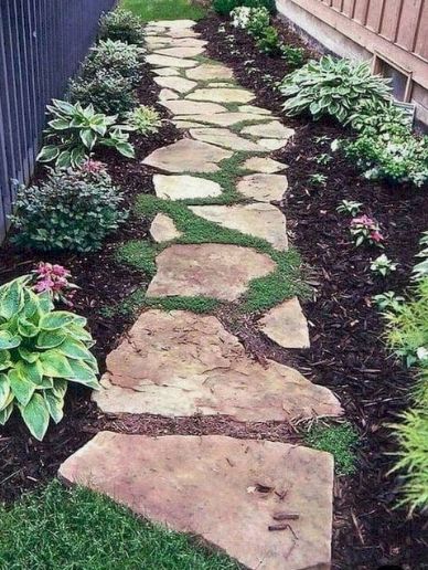 Outdoor Gardens Landscaping, Patio Remodel, Walkway Landscaping, Side Yard Landscaping, Pathway Landscaping, Garden Walkway, Easy Landscaping, Rock Garden Landscaping, Stone Path