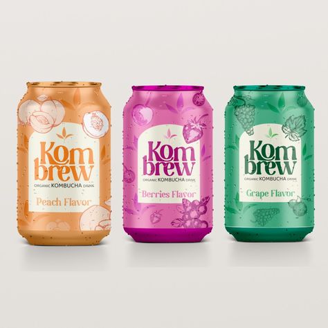 Healthy Drink Package Design, Kombucha Design Packaging, Kombucha Logo Design, Lemonade Label Design, Juice Branding Design, Kombucha Design, Kombucha Branding, Juice Label Design, Kombucha Packaging