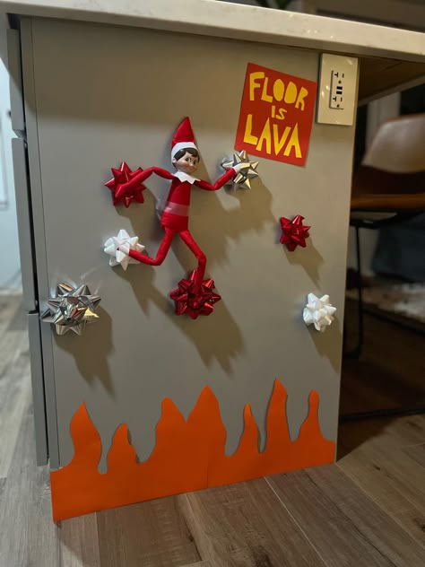 Elf Floor Is Lava, Elf On The Shelf Floor Is Lava, Floor Is Lava Elf On Shelf, Grinch And Elf On The Shelf, Elf Classroom, Christmas Cards Handmade Kids, Elf 2024, Birthday Elf, Elf Ideas Easy