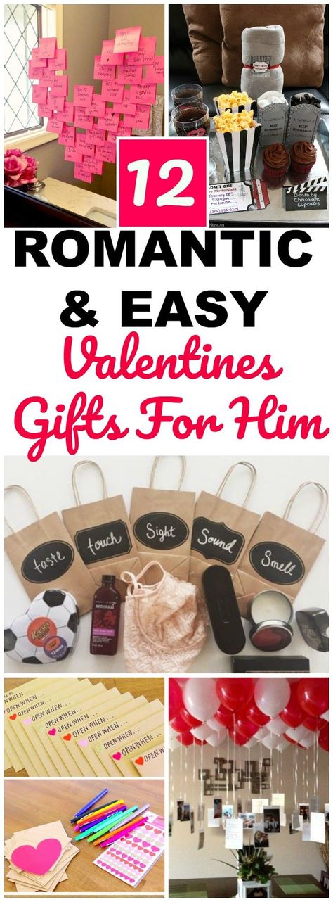 12 Valentines Day gifts for him that are romantic, sweet and easy DIY Valentines project ideas for a boyfriend, husband, or significant other. These are all thoughtful and unique gift ideas for him and are perfect for an anniversary or birthday too! Ideas include five senses, coupons, memories, fun food gifts and more! #valentinesday #giftsforhim #diygifts #boyfriend #valentinesdaygift Easy Valentines Gifts, Valentines Homemade, Valentines Husband, Valentine's Gifts For Him, Gifts For Boyfriend Long Distance, For Husband, Simple Valentines Gifts, Valentines Treats, Saint Valentin Diy