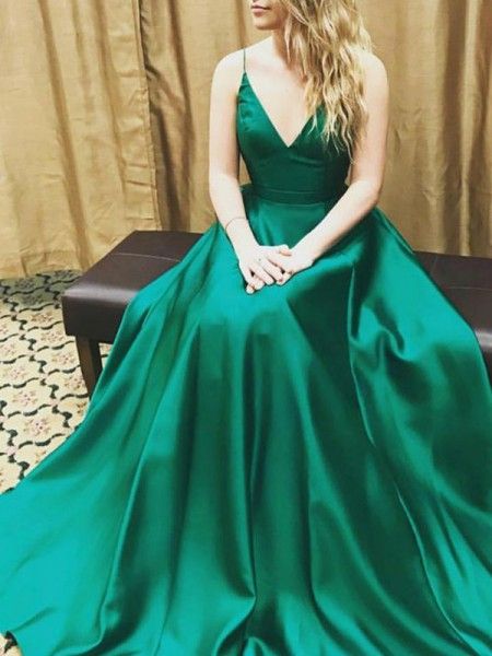 Formal Dresses, Cheap Formal Dresses Online 2020 - Hebeos Green Evening Gowns, Prom Dress With Train, Green Evening Dress, Prom Dresses Simple, Prom Dresses Elegant, Long Formal Gowns, Prom Dresses 2017, Dress With Pleats, Simple Prom Dress