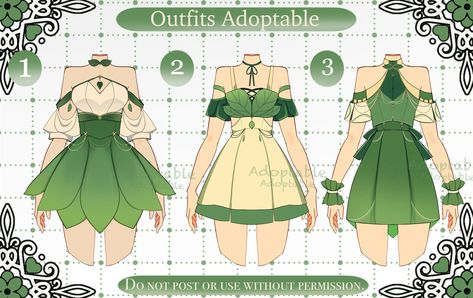 Nature Themed Outfit Drawing, Nature Clothes Drawing, Leaf Clothes Drawing, Plant Dress Drawing, Nature Outfits Drawing, Leaf Dress Drawing, Flower Outfit Drawing, Put Your Oc In This, Green Dress Drawing