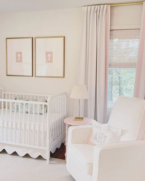 PinchofPretty Art & Design on Instagram: "what nursery dreams are made of 💕 #intaglios #grasscloth #nurseryart #interiordesign #shopsmall #birminghamart #nurseydesign" White Nursery Pink Accents, Southern Charm Nursery, Southern Classic Nursery, Babygirl Nursery Decor, Grand Millennial Style Nursery, Classy Pink Nursery, Girly Pink Nursery, All Pink Nursery, Serena Lily Nursery