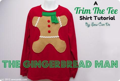 https://www.bloglovin.com/blogs/sew-can-do-1682476/trim-tee-ninja-bread-man-shirt-tutorial-4657804903 Ninja Bread Man, Old Sweater Crafts, Ugly Christmas Sweater Diy Funny, Ugly Sweater Day, Diy Christmas Sweater, Ugly Sweater Diy, Diy Ugly Christmas Sweater, Bread Man, Tee Ideas