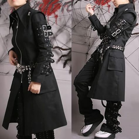 gothic trench coat..I so want this Trench Coat Ideas, Punk Trench Coat, Goth Trench Coat Outfit, Goth Trench Coat, Gothic Trench Coat, Goth Coat, Goth Fits, Gothic Coat, Alt Clothes