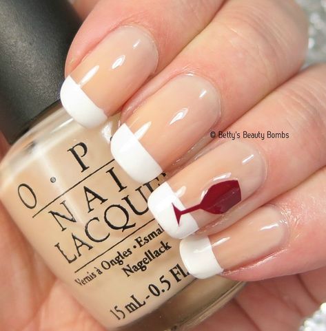 Pin on Nail Art Wine Glass Nails, Opi Alpine Snow, Wine Glass Vinyl, French Manicure Nails, Seasonal Nails, Birthday Special, Glass Nails, Popular Nails, French Tips