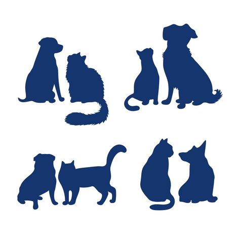 Free Vector | Flat design dog and cat silhouette set Dog And Cat Silhouette, Cat Vector, Dog Silhouette, Cat Silhouette, Psd Icon, Blue Dog, Video New, Dog And Cat, Vector Photo