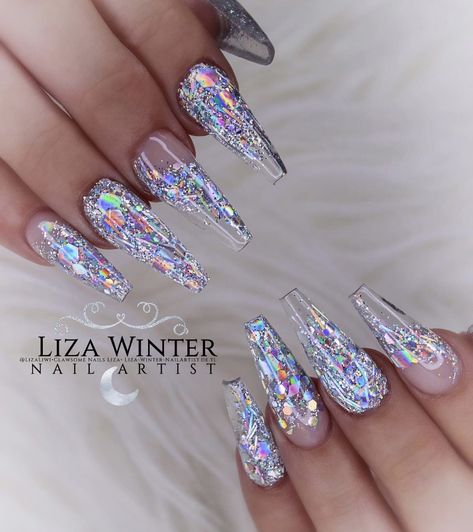 Christmas Jelly Nails, Encapsulated Glitter Nails Design, Christmas Encapsulated Nails, Encapsulated Glitter Nails, Clear Christmas Nails, Encapsulated Christmas Nails, Nail Encapsulated Design Glitter, Encapsulated Snowflake Nails, Clear Nail Designs