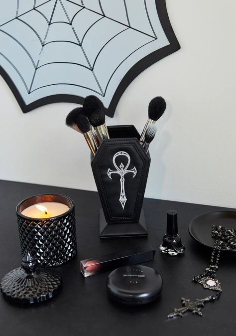 Halloween Apparel, Shoes, & Costumes for Women: Spooky, Fun, Sexy and Scary – Dolls Kill Makeup Holder Diy, Room Ideas Goth, Goth Furniture, Makeup Holders, Clothes Alt, Goth Room, Dolls Kill Outfits, Gothic Decor Bedroom, Emo Clothes