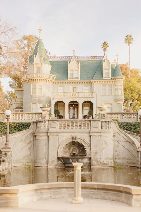 Kimberly Crest House and Gardens in Redlands California, fairytale castle wedding venue in the Inland Empire, French Chateau in Southern CA  #chateauwedding #californiawedding #kimberlycrest #weddingvenue #castlewedding #fairytalewedding Pretty Castles Fairytale, Kimberly Crest House And Gardens, Fairytale Castle Interior, French Cheatu, Castle Garden Aesthetic, French Castle Aesthetic, Chateau Aesthetic, Wedding Venue California, Little Castle