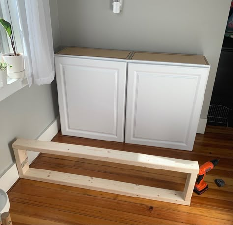 DIY Built In Cabinet – Coffee Bar: – This Hart and Home Diy Built In Coffee Station, Diy Coffee Cabinet Ideas, Diy Kitchen Coffee Station, Built In Bars In Kitchen, Coffee Bar Upper Cabinets, Built In Coffee Station Ikea, Upper Cabinet Coffee Bar, Coffee Bar Cabinets Ideas, Built In Coffee Nook In Kitchen