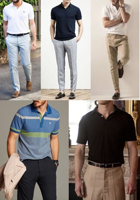 How to Wear a Polo Shirt With Style | The Art of Manliness  @https://www.pinterest.com/USATRENDINGSPORTS Polo Chinos Men Outfit, Polo Tshirt Men Outfit Formal, Men’s Polo Shirt Outfit, Polo Shirt Outfit Men Aesthetic, Jeans And Polo Shirt Women Outfits, Polo Tshirt Men Outfit, Mens Casual Work Clothes, Chinos Men Outfit, Polo Shirt Outfit