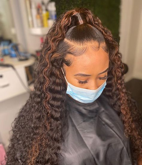 Hairstyles For Black Hair, Half Up Half Down Hairstyles, Quick Weave Hairstyles, Braids With Weave, Hair Ponytail Styles, Curly Girl Hairstyles, Black Hairstyles, Half Up Half Down Hair, Hairstyles Black