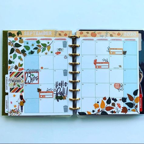 September Monthly Spread, Happy Planner Monthly Layout, Happy Planner Monthly, Planner Monthly Layout, Planner Spread Inspiration, Monthly Layout, Happy Planner Layout, Planner Layouts, Holiday Planner