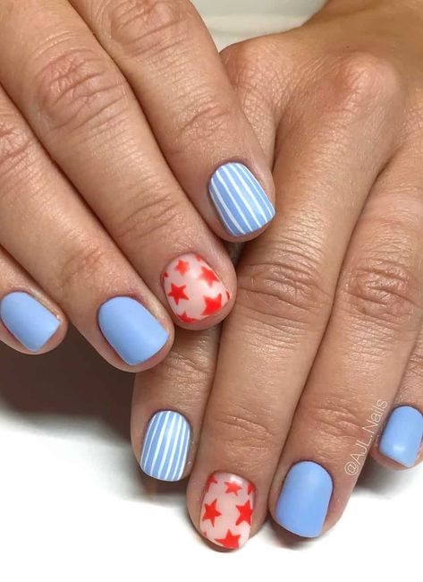 19+ Simple & Easy Memorial Day Nails (2024) Pink Fourth Of July Nails, Neutral Patriotic Nails, Nursing Nails, Classy 4th Of July Nails, Memorial Day Nails, Usa Nails, Western Nails, Fourth Of July Nails, Watermelon Nails