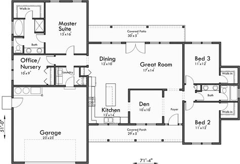 Single Level House Plans, One Story House Plans, Great Room House Split Bedroom House Plans, House Plans Single Story, Single Level House, Single Story House Floor Plans, Single Level House Plans, Ranch Bedroom, Bedroom Modern Luxury, Split Level House Plans, One Level House Plans