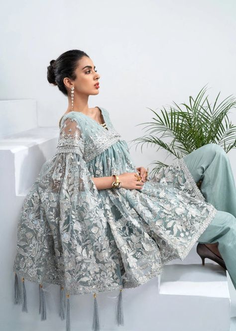 Pakistani Dresses Party, Fancy Frocks, Frock Dress, Chiffon Collection, Net Fabric, Grey Dress, Pakistani Dress Design, Pakistani Outfits, Maxi Skirts