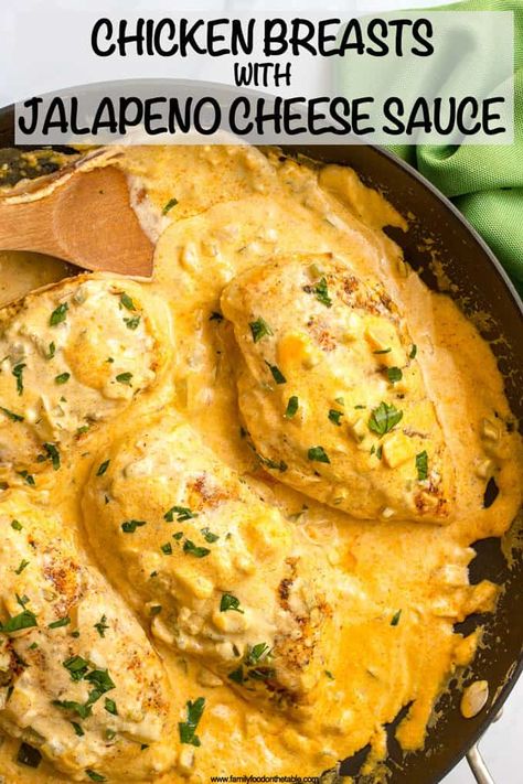 Cheddar Sauce, Flavorful Dinner, Seared Chicken Breast, Cheddar Cheese Sauce, Seared Chicken, Cheddar Chicken, Jalapeno Cheese, Jalapeno Recipes, Food On The Table