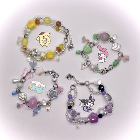 Pompompurin Bracelet, Sanrio Bracelet, Jewelry Kpop, Kawaii Bracelet, Pastel Bracelet, Art Jewelry Design, Jewerly Beads, Beads Bracelet Design, Homemade Jewelry